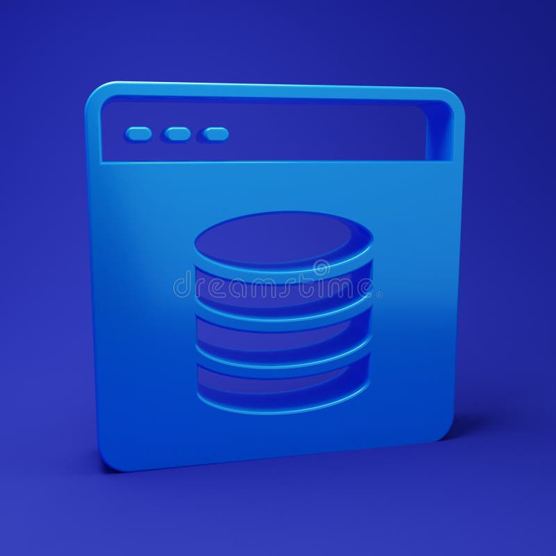 Webbvärdsikon för blå serverdata isolerad på blå bakgrund. 3D-renderingsillustration för minimalismen vektor illustrationer