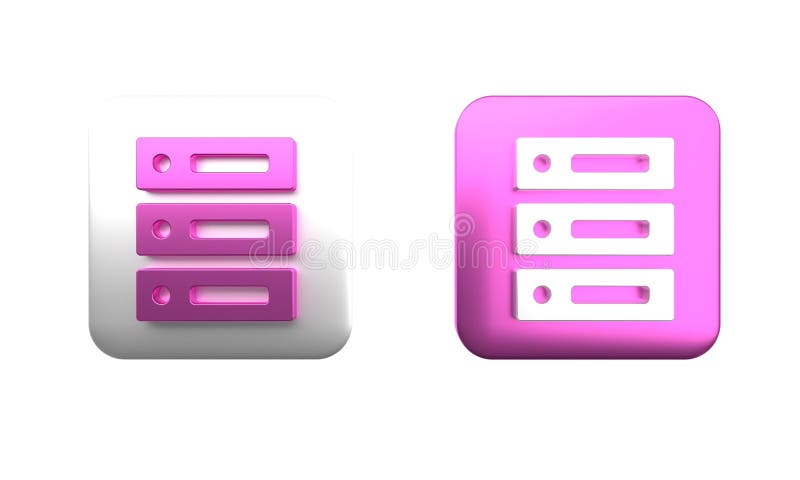 Webbvärdsikon för färglösa serverdata isolerad på vit bakgrund. illustration av 3d-återgivning med kvadratisk knapp vektor illustrationer