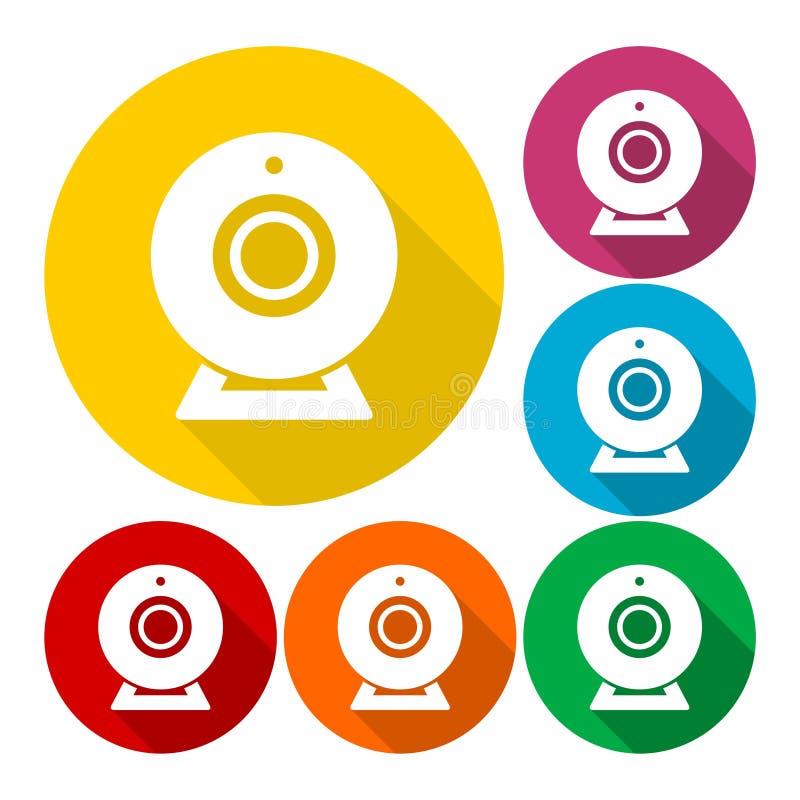 Webcamzeichenikonen eingestellt mit langem Schatten stock abbildung Webcamzeichenikonen eingestellt mit langem Schatten stock abbildung