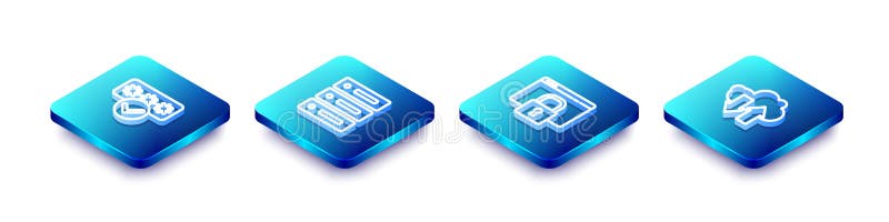 设置等轴线密码保护服务器数据web，通过https ssl和云下载保护您的网站 库存例证