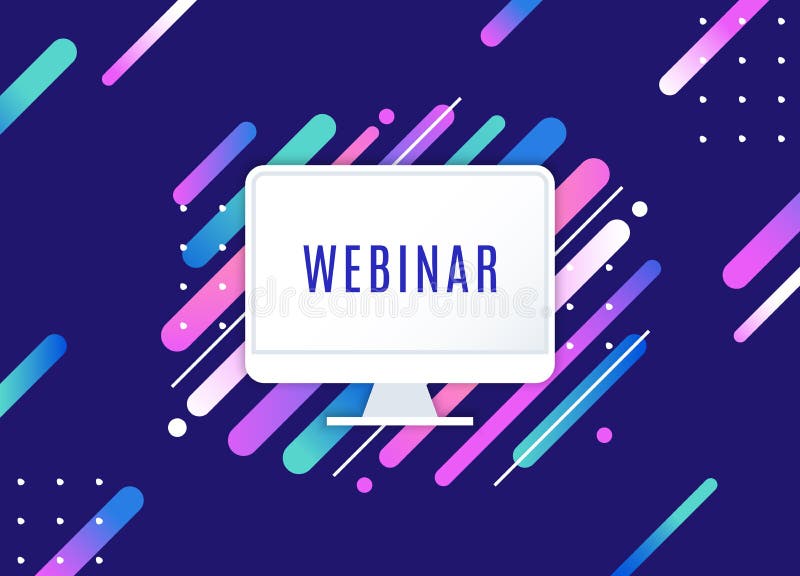 Webinar Banner. Online Learning Vector Illustration. Computer on Colorful Background vector illustration