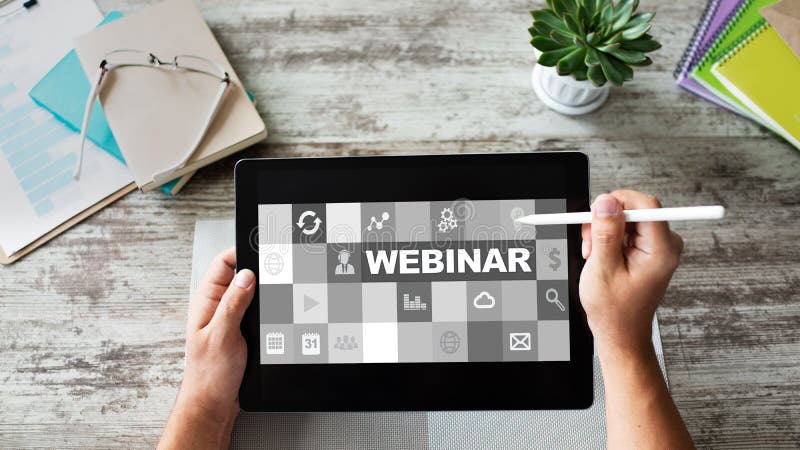 Webinar, E-learning, Online Education Concept on Screen. Stock Image
