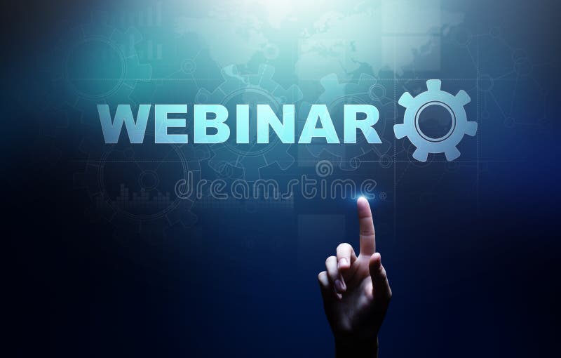 Webinar, Online training, Education and E-learning concept on virtual screen.
