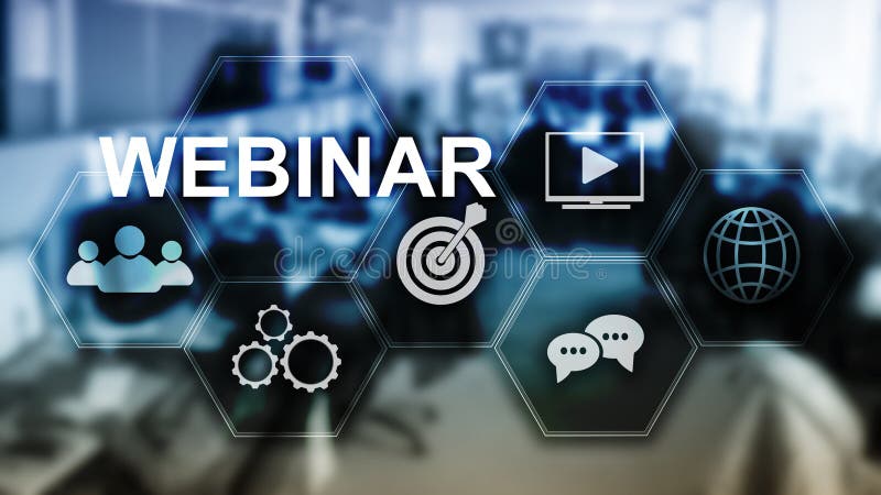 Webinar, Personal Development and E-learning Concept on Blurred