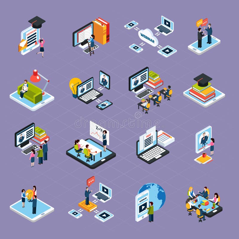 Webinar Podcasting Icons Set vector illustration Webinar Podcasting Icons Set vector illustration