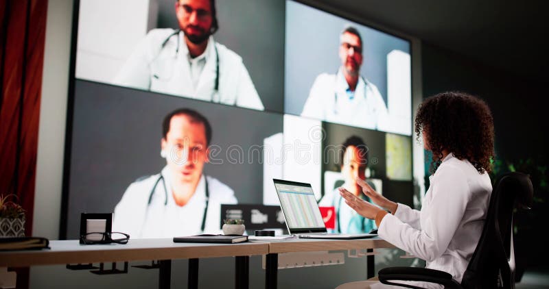 Webinar sulla videoconferenza Team Doctor Meeting fotografie stock