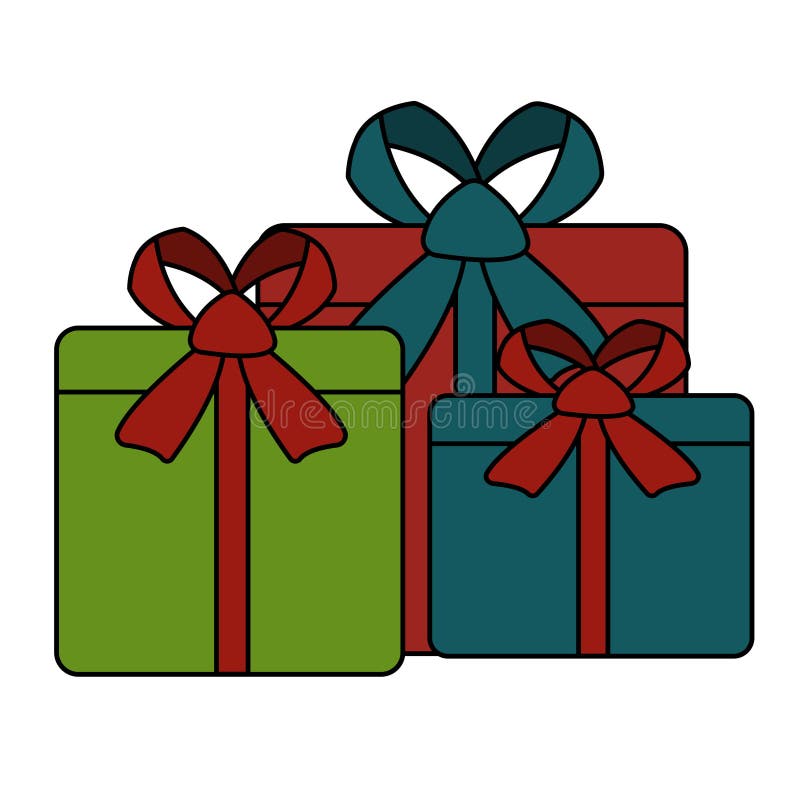 presents in Gift Wrapping. Cartoon Isolated Vector Illustration