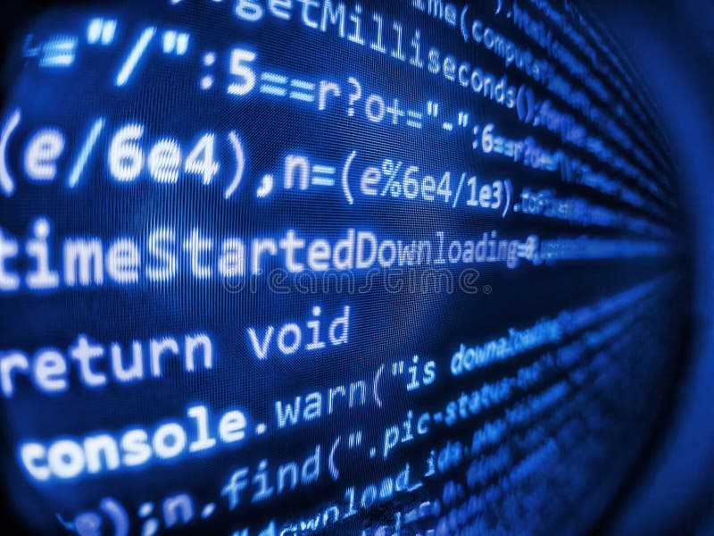 Webserverdaten auf einem Monitor. Website-Programmiercode. Bildschirm-Anzeige für Webentwickler. Javascript-Funktionen lizenzfreies stockbild