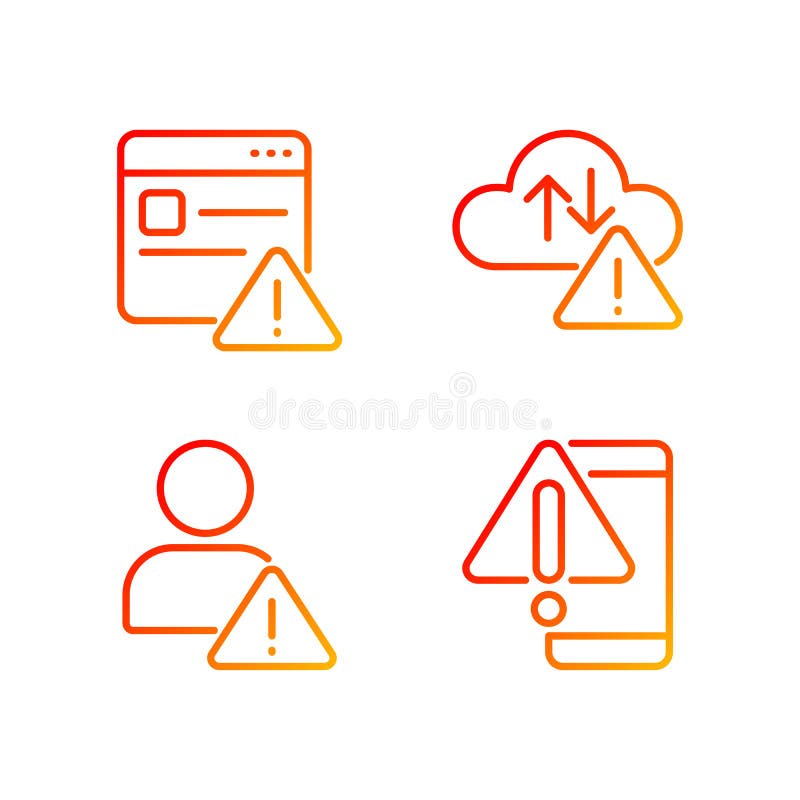 Website access denied pixel perfect gradient linear vector icons set royalty free illustration