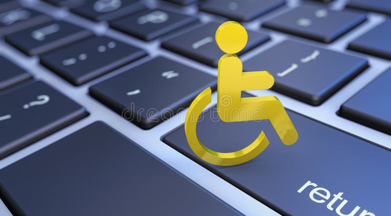 Website Accessibility Concept Rollstuhl Symbol Computer Tastatur lizenzfreie abbildung