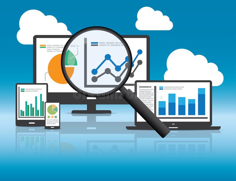 Website analytics and SEO data analysis concept. stock illustration Website analytics and SEO data analysis concept. stock illustration