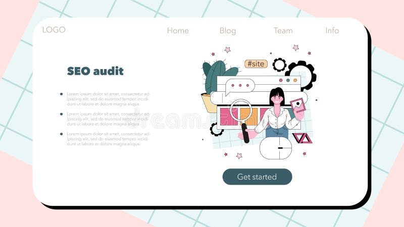 Website-Audit-Webbanner oder -Landing-Seite. Webseitenanalyse lizenzfreie abbildung
