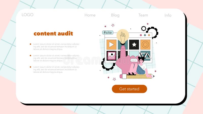 Website-Audit-Webbanner oder -Landing-Seite. Webseitenanalyse stock abbildung