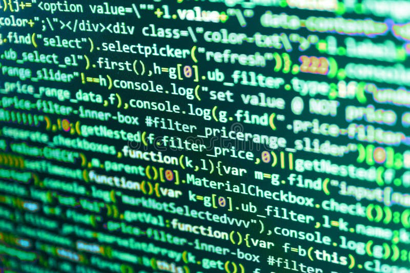 Website codes on computer monitor. Software development. Programming code on computer screen. Source code script stock images, royalty-free photos and pictures
