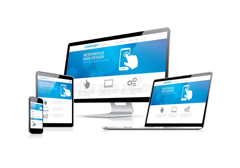 Website coding development with responsive web des stock illustration