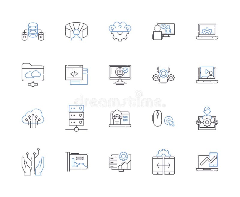 Website and computer outline icons collection. website, computer, internet, browsing, surfing, search, engine vector and vector illustration