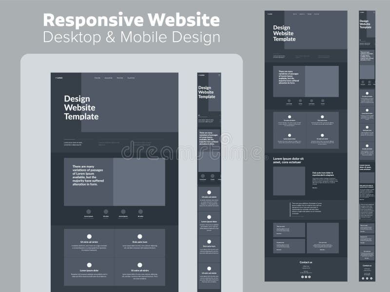 Website design. Desktop and mobile wireframe. vector illustration