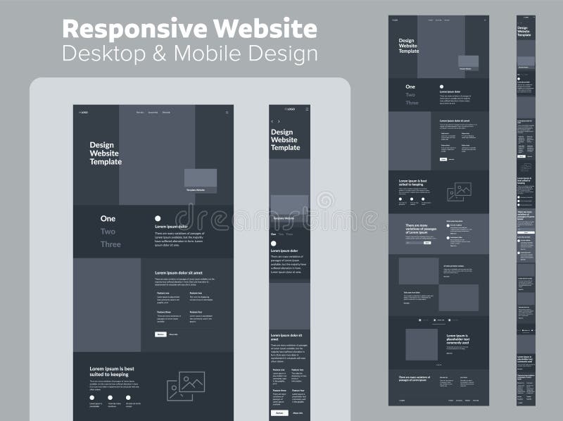 Website design. Desktop and mobile wireframe. vector illustration
