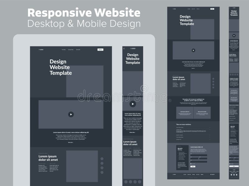 Website design. Desktop and mobile wireframe. vector illustration