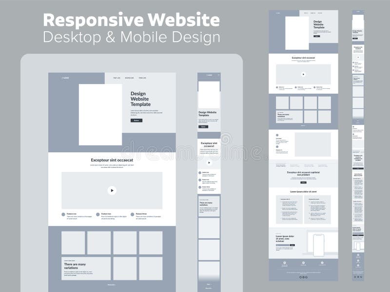 Website design. Desktop and mobile wireframe. vector illustration