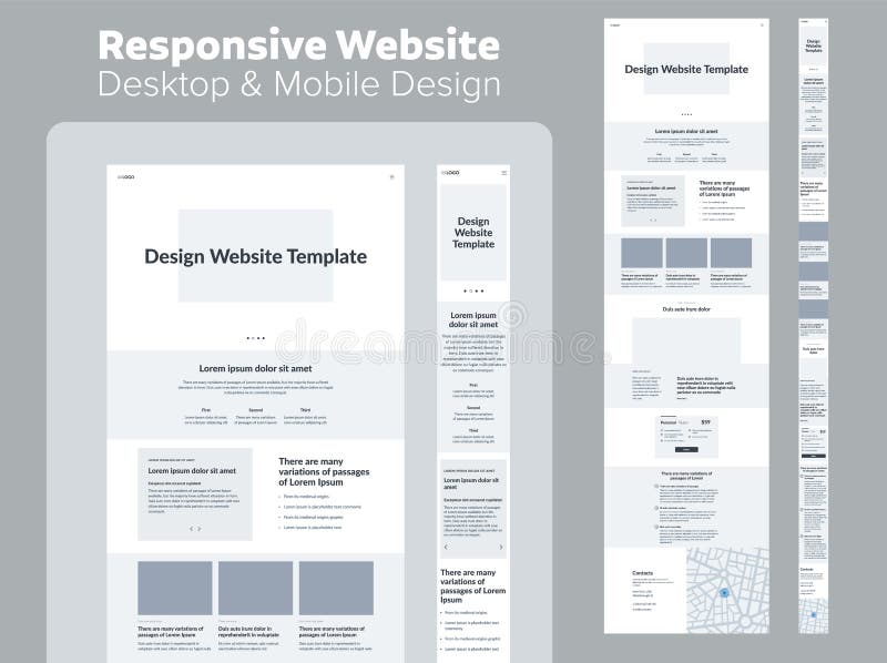 Website design. Desktop and mobile wireframe. royalty free illustration