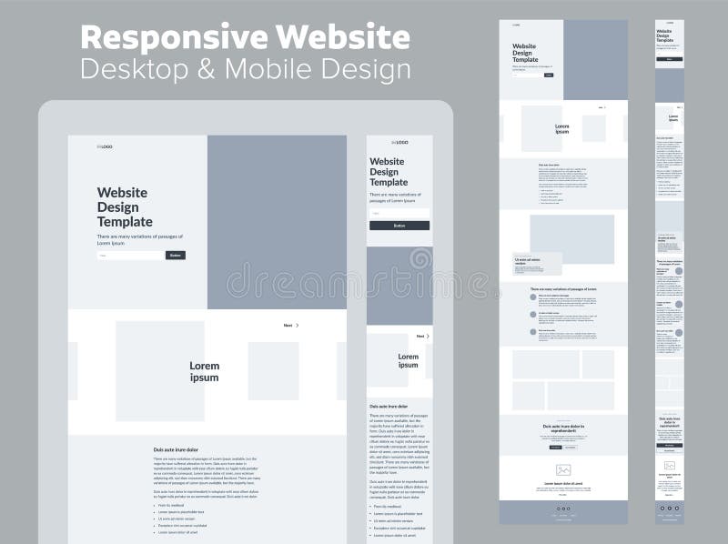 Website design. Desktop and mobile wireframe. royalty free illustration