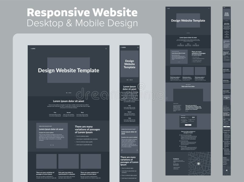 Website design. Desktop and mobile wireframe. vector illustration