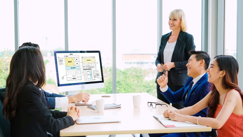 Website design software provide modish template for online retail business stock photography