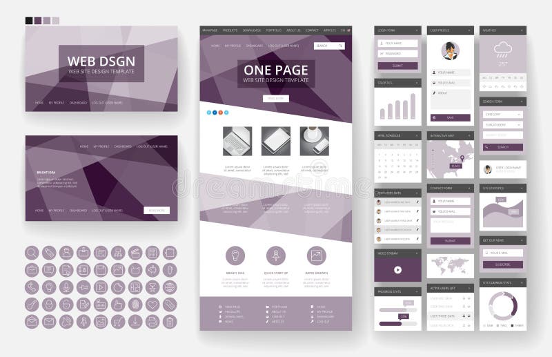 Website design template and interface elements royalty free illustration
