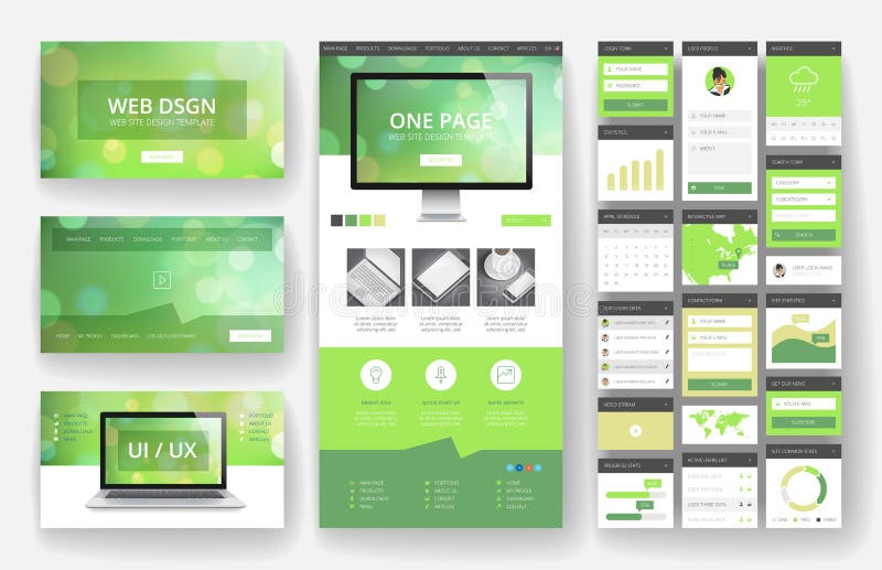 Website design template and interface elements vector illustration