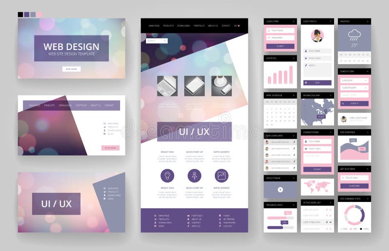Website design template and interface elements royalty free illustration