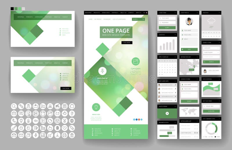 Website design template and interface elements royalty free illustration