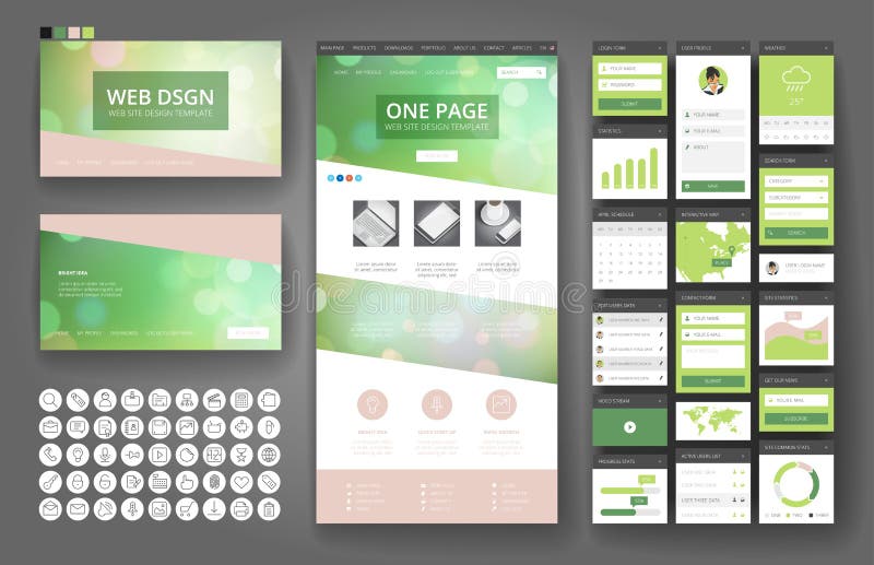 Website design template and interface elements royalty free illustration