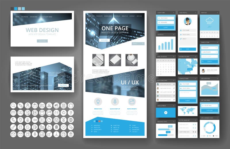 Website design template and interface elements royalty free illustration