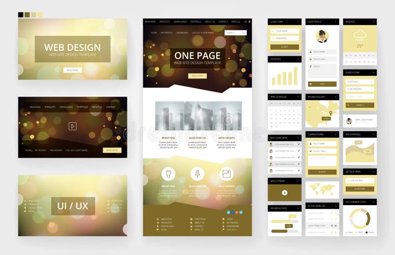 Website design template and interface elements royalty free illustration