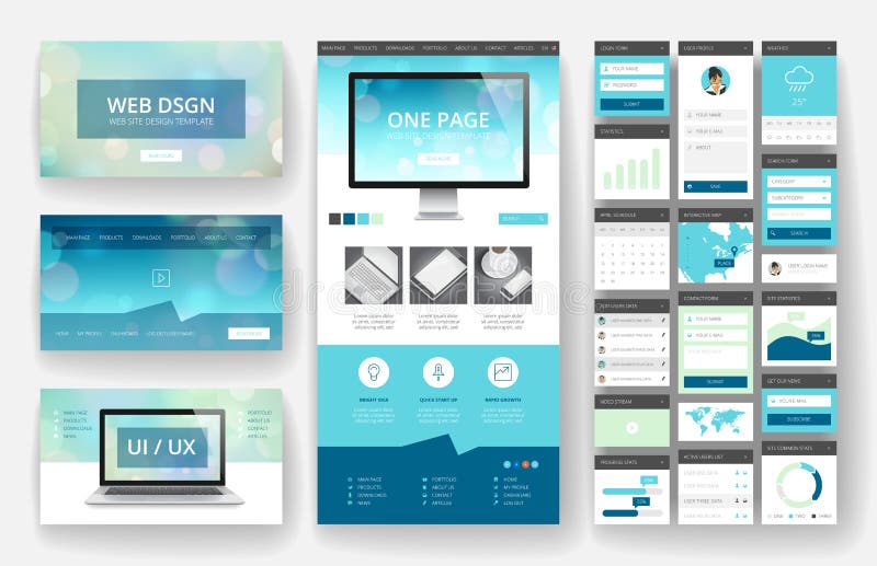 Website design template and interface elements royalty free illustration