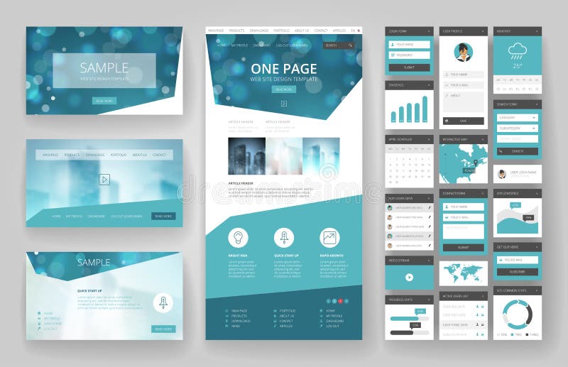 Website design template and interface elements royalty free illustration