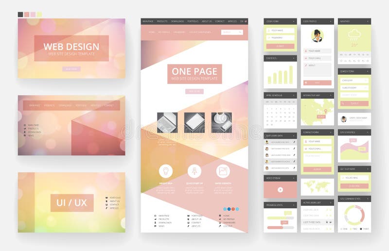 Website design template and interface elements royalty free illustration