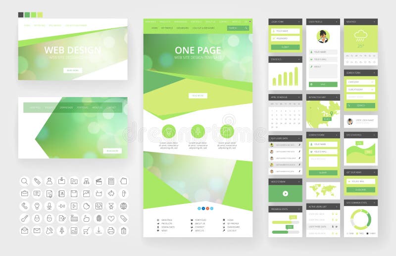 Website design template and interface elements vector illustration