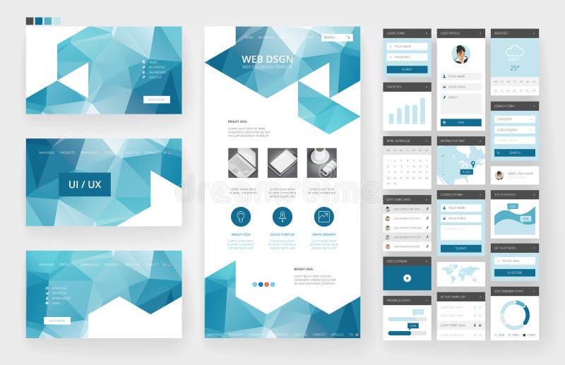 Website design template and interface elements royalty free illustration