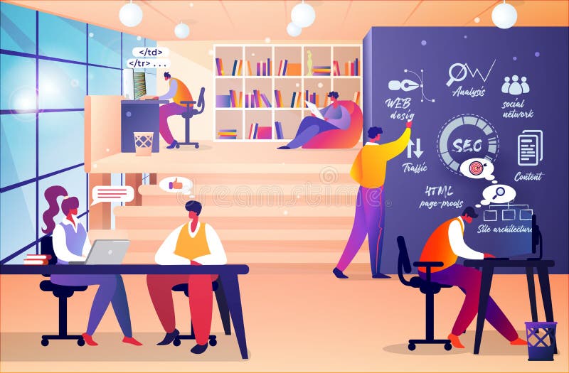 Website-Designer-und Programmierer-Entwickler-Sitzung lizenzfreie abbildung Website-Designer-und Programmierer-Entwickler-Sitzung lizenzfreie abbildung
