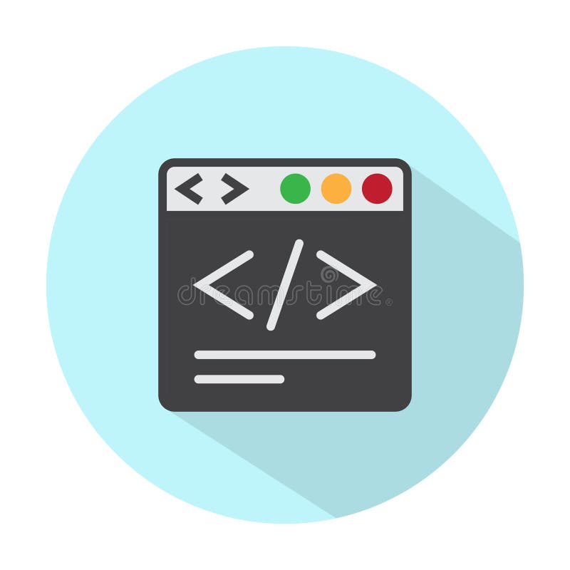 Website development coding / HTML coding flat color icon for apps or web vector illustration