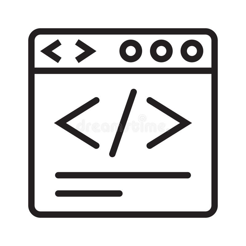 Website development coding / HTML coding line art vector icon royalty free illustration