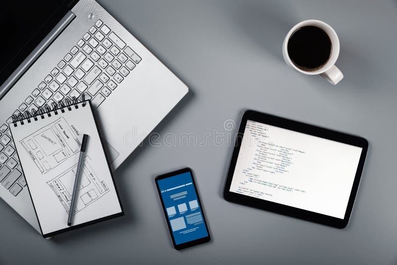 Website development in process stock image Website development in process stock image