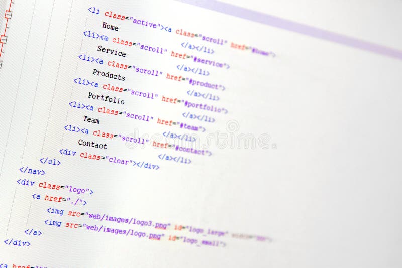 Website development - programming code on computer screen royalty free stock photo Website development - programming code on computer screen royalty free stock photo