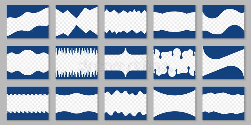 Website Divider Shape Pack. Abstract Design Elements for Top and Bottom of Web Pages. Collection of Waves, Curves, Drop stock illustration