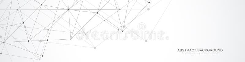 Website header or banner design with abstract geometric background and connecting dots and lines. Global network royalty free illustration