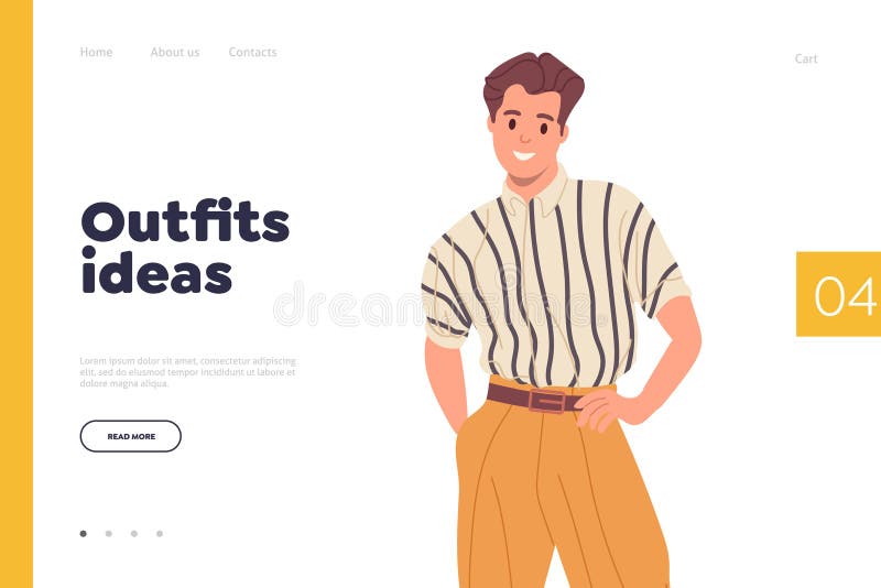 Website Landing Page Design Template Offering Outfit Ideas for Man in Website Landing Page Design Template Offering Outfit Ideas for Man in