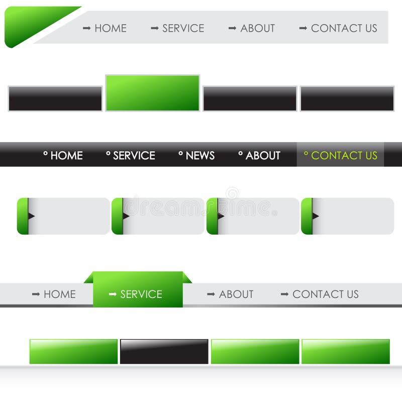 Website menu bars stock illustration