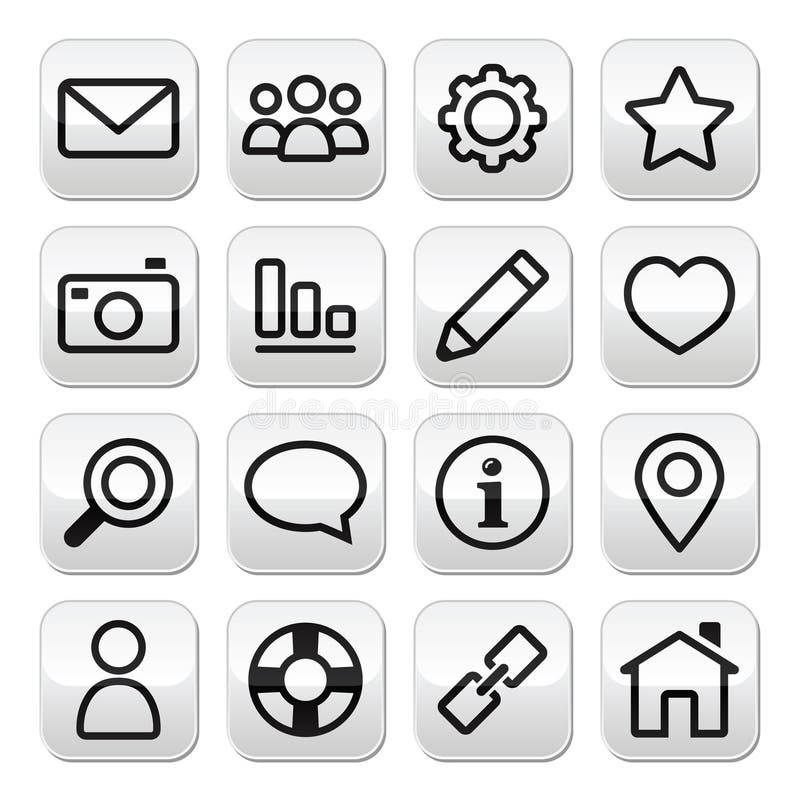 Website menu, internet navigation stroke buttons stock illustration